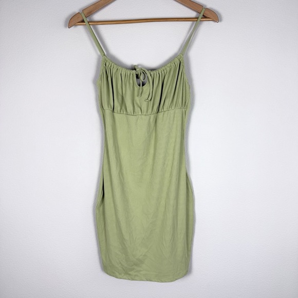 Coco And Shay Green Knit Bodycon Milkmaid Mini Dress Womens Medium Retro Y2K - Picture 1 of 5